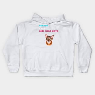 Coffee cats and yoga mats funny yoga and cat drawing Kids Hoodie